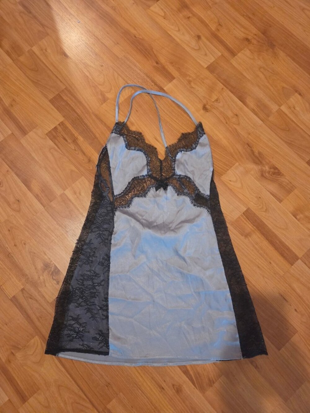 Victoria’s Secret Silver Gray Black Lace Chemise Slip Nightgown S - Picture 2 of 4